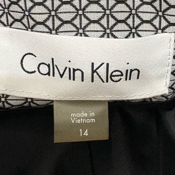 NWT Calvin Black White Patterned Double Button Notch Suit Blazer Jacket  Size 14 - Picture 2 of 8